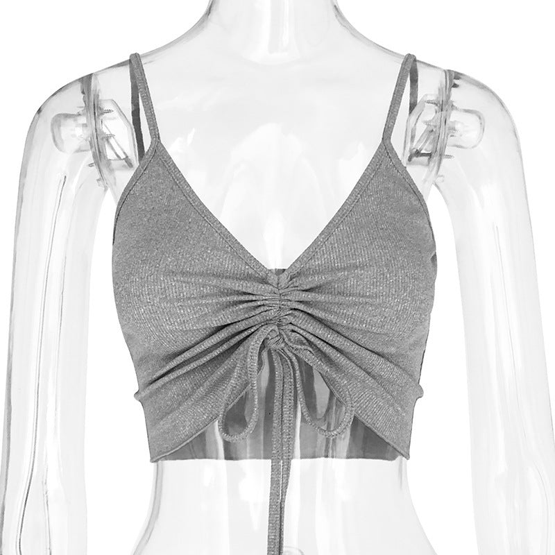 V-neck camisole vest with sleeveless straps pure desire spicy girl top