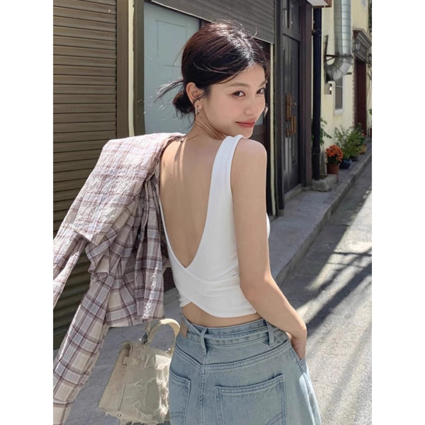 Cross backless camisole women