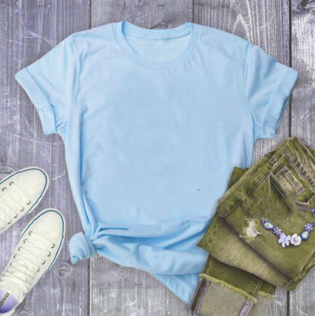 Loose Solid Color Short Sleeve T-Shirt Fashion Round Neck Men's And Women's Blank Tops
