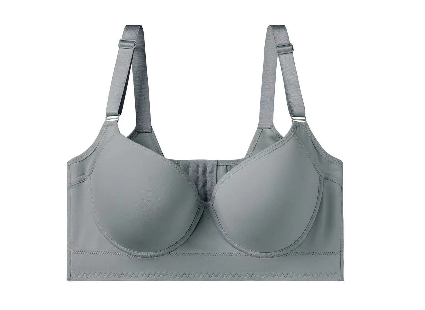 Plus Size Steel Ring Smooth Surface Bra with Adjustable Back and Deep V-neckline