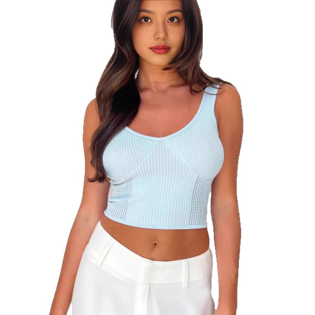 Women's Short Design Sense Knit Strap Camisole for Outerwear
