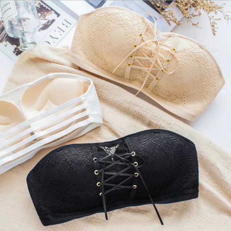 Sexy Women Underwear Lingerie Strapless Bra for Wedding Dress Push Up Lace Invisible Bra Backless Brassiere