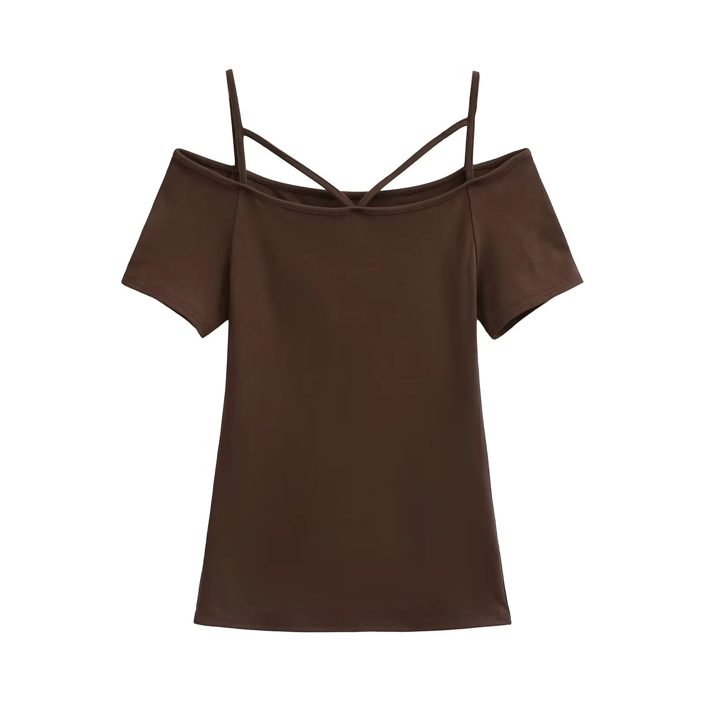 One shoulder short sleeved camisole T-shirt