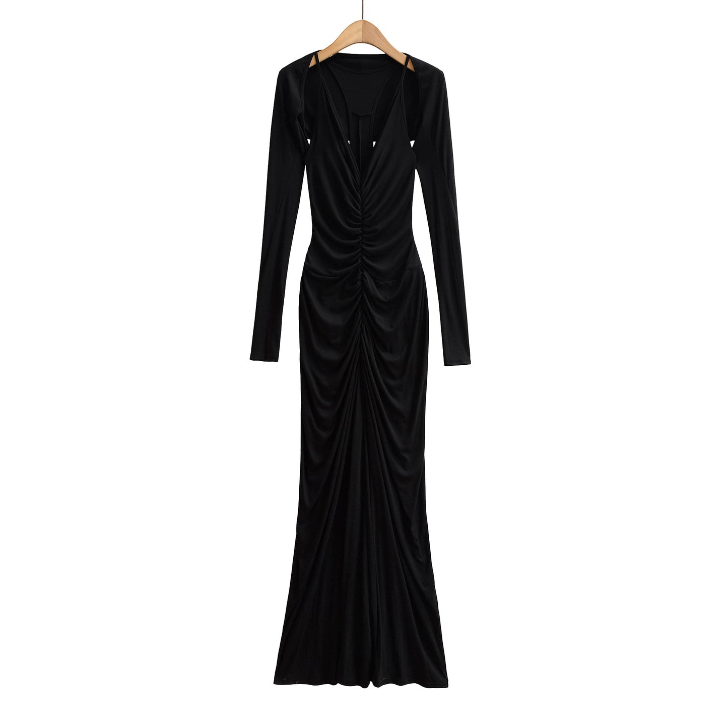 Two piece set of pleated camisole long skirt and camisole