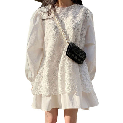 Lace A-line Doll Neck Dress