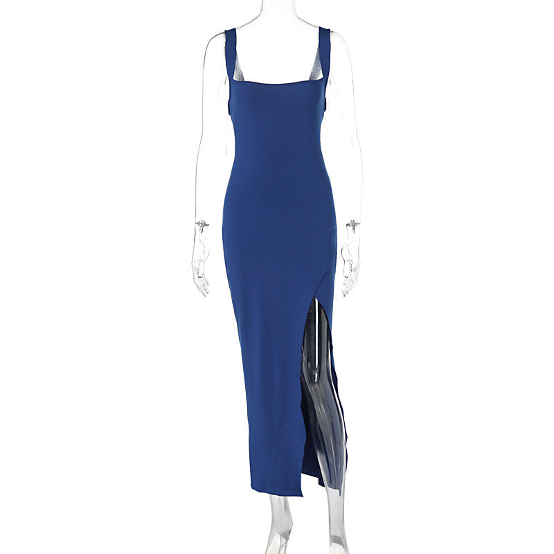Sleeveless slit backless camisole hip hugging women's dress
