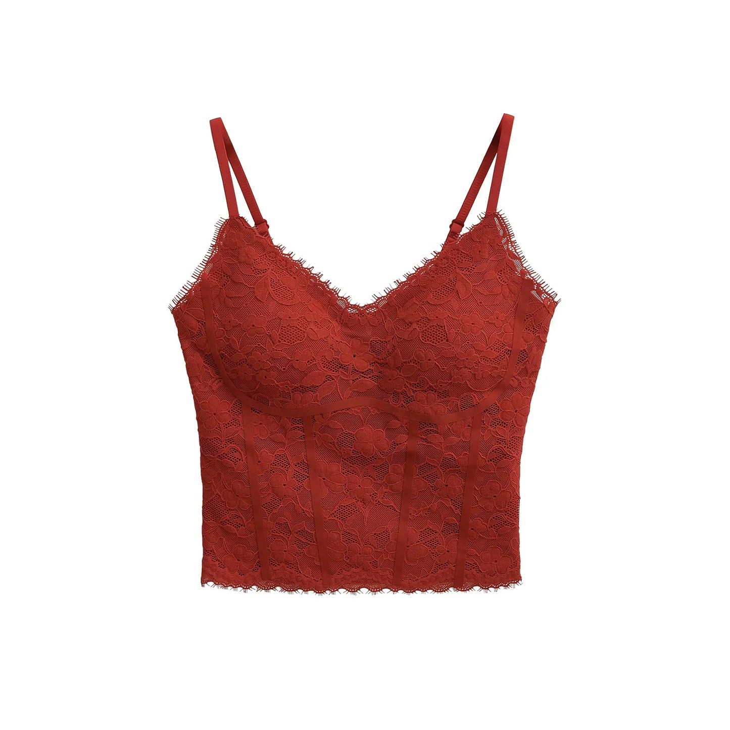 Fish bone patchwork lace camisole vest