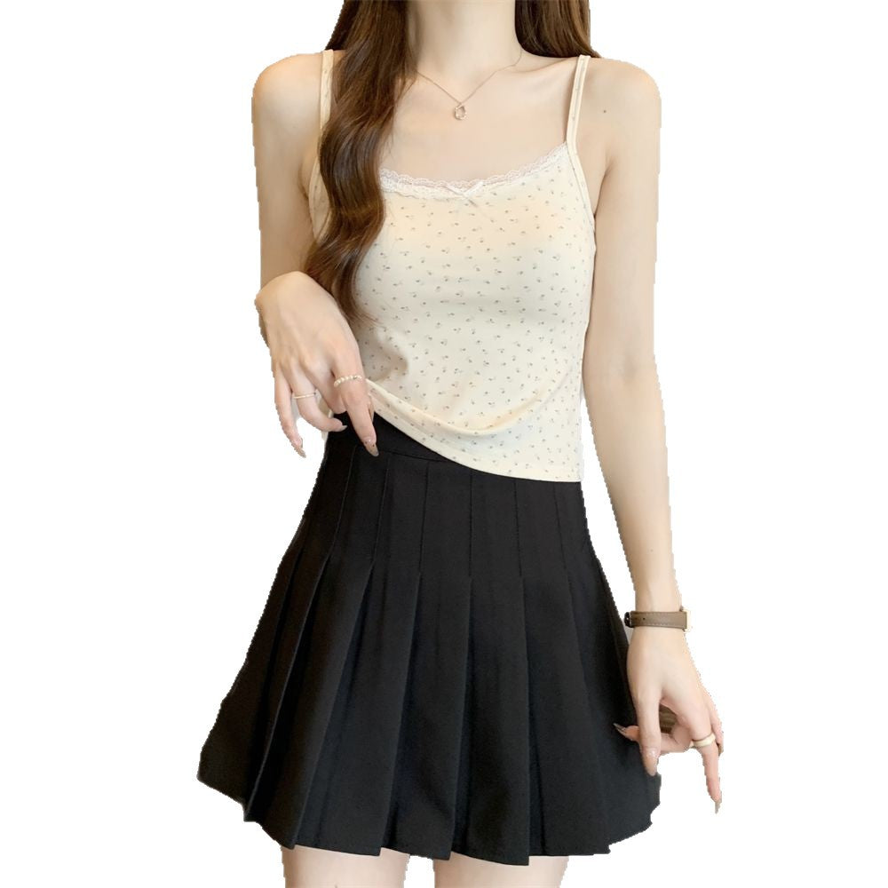 Sweet and Spicy Lace Strapless Camisole for Women Base Layer Sleeveless Elegant Fitted Top