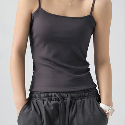 Basic Tank Top Women's Camisole Suit Inner Wear Cover Underboob Ribbed Spring Summer Outerwear