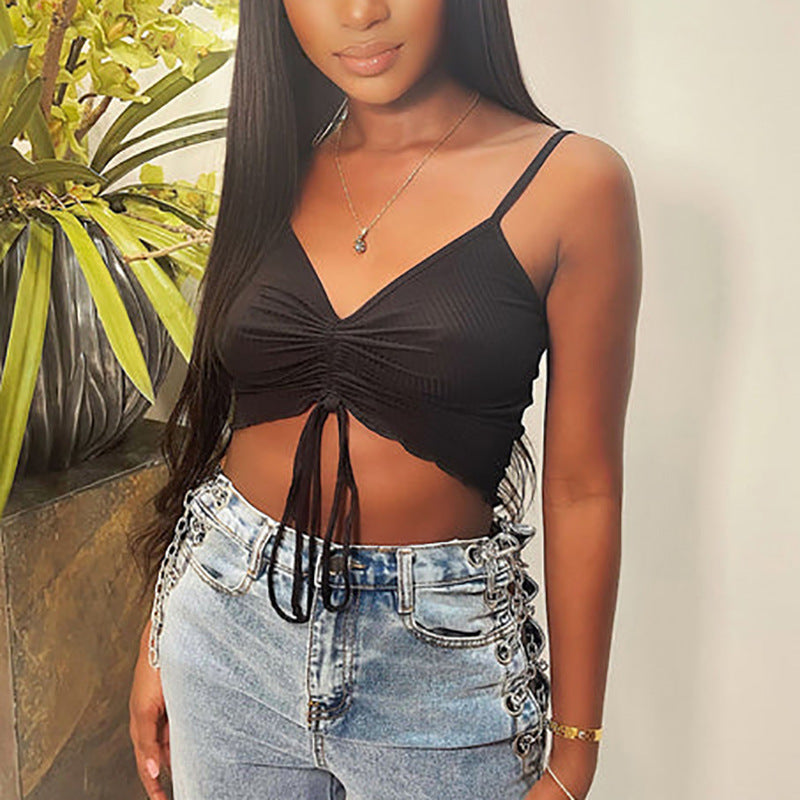 V-neck camisole vest with sleeveless straps pure desire spicy girl top