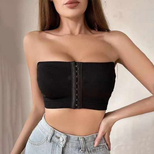 Large size underwear for women, buttoned tube top, ladies' bra, gathered, no steel ring, breast wrap, beautiful back