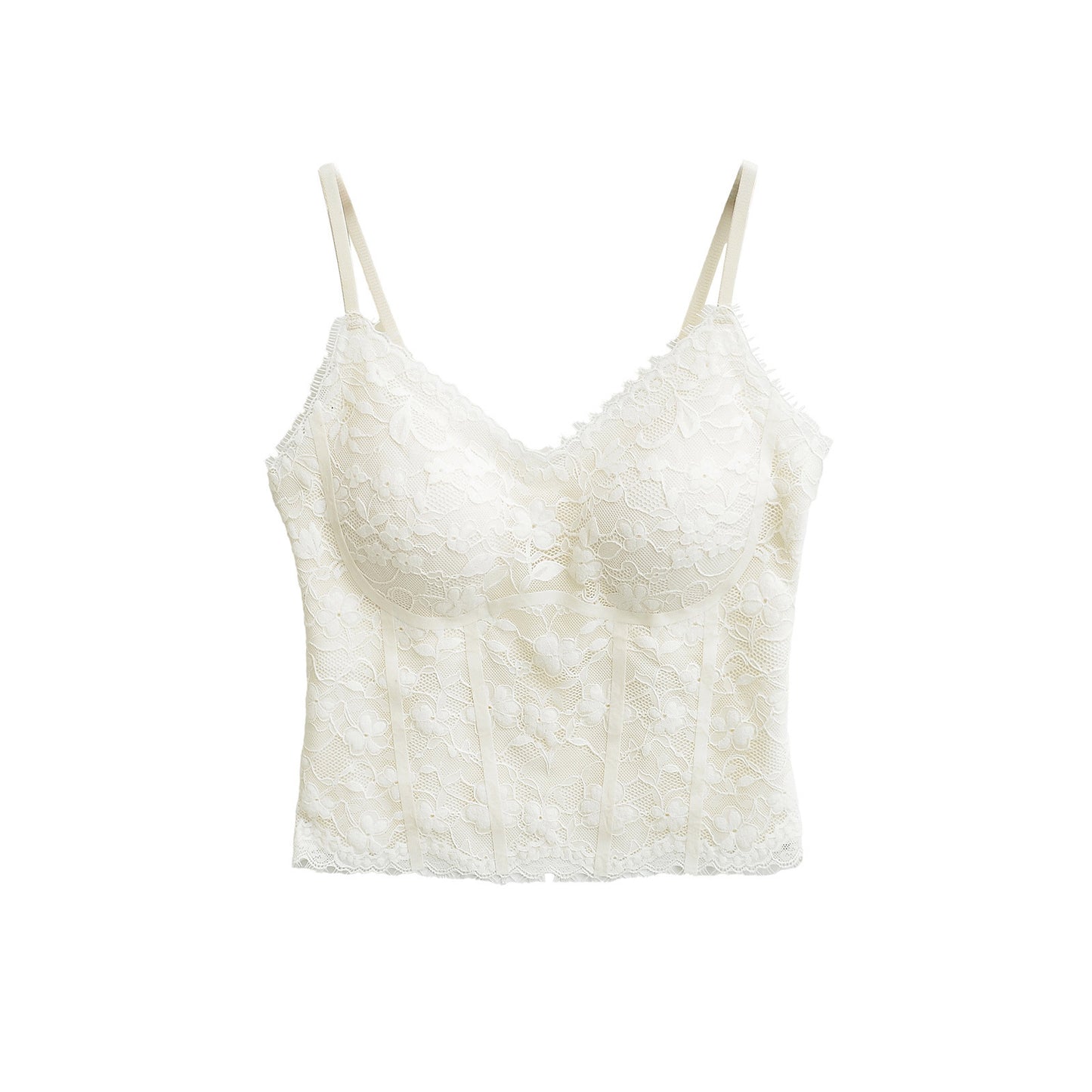Fish bone patchwork lace camisole vest