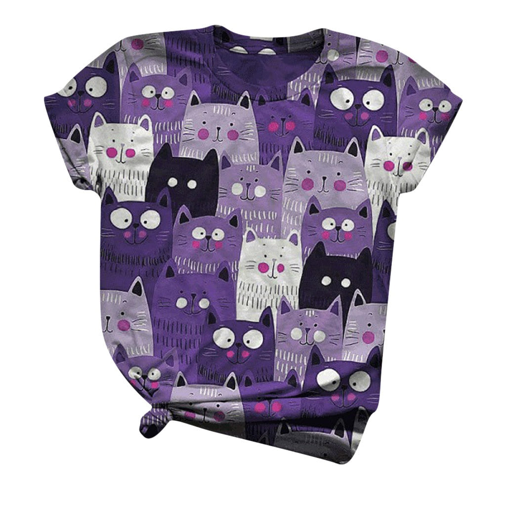 Harajuku T Shirt Plus Size Women Tshirts Short Sleeve 3D Cat Printed O-Neck T-Shirt Tops Women camisetas mujer футболка