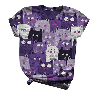 Harajuku T Shirt Plus Size Women Tshirts Short Sleeve 3D Cat Printed O-Neck T-Shirt Tops Women camisetas mujer футболка