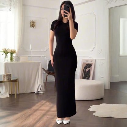 Women's Crew Neck Short Sleeve Maxi Dress