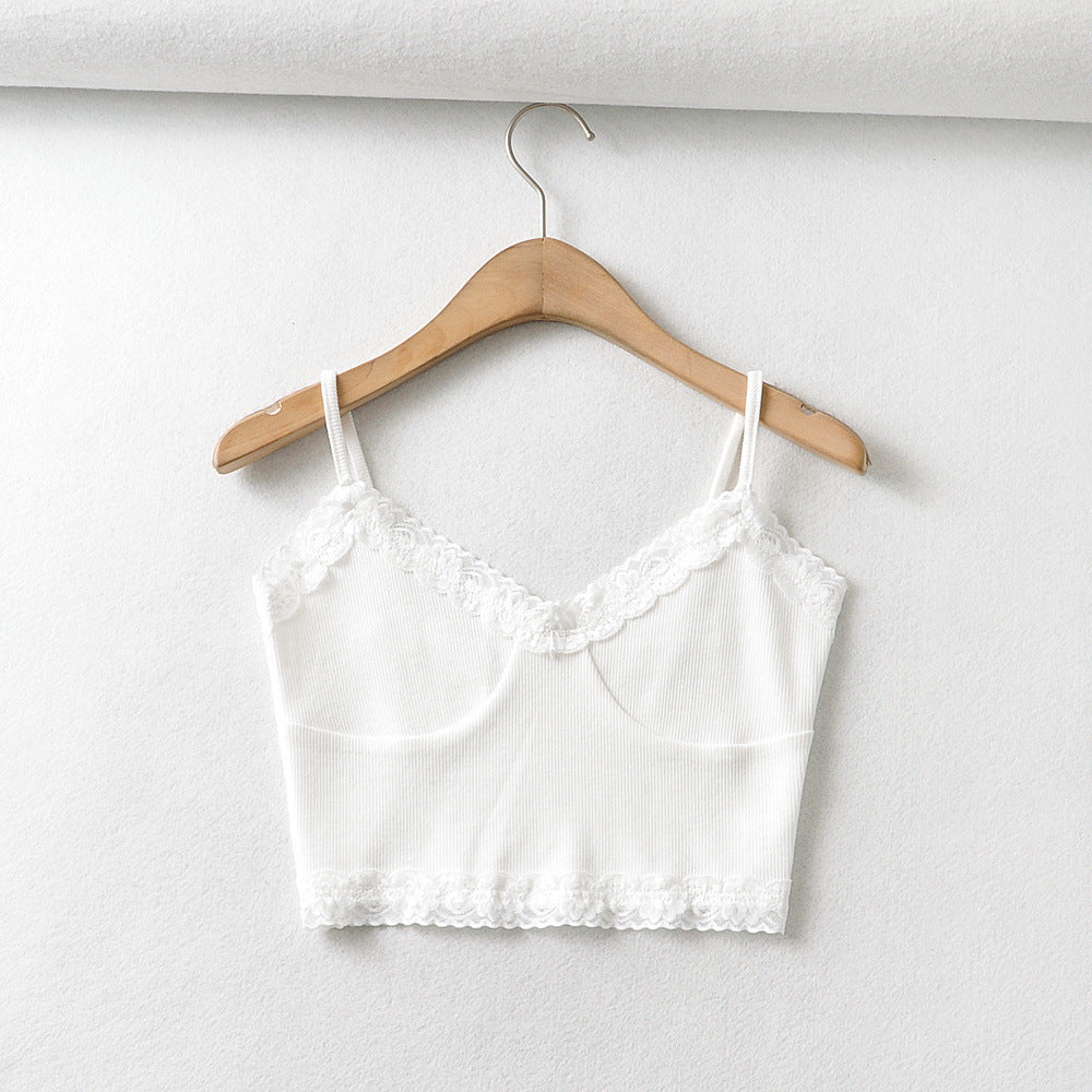 Ins Fashion Sweet Style Lace Camisole Female New Retro Pure Desire Spicy Girl Short Tank Top