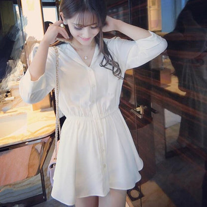 New Korean slim A-line dress in spring and summer