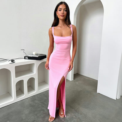 Sleeveless slit backless camisole hip hugging women's dress