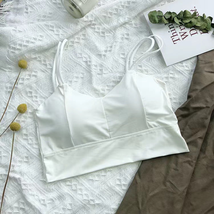 Summer Ice Silk Beautiful Back Cross Camisole Thin Section Breathable Seamless Wrap Chest Tube Top No Steel Ring Bra Underwear Women