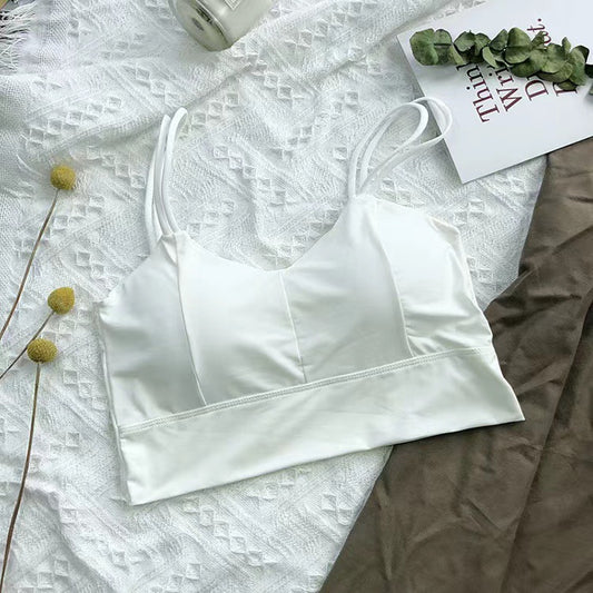 Summer Ice Silk Beautiful Back Cross Camisole Thin Section Breathable Seamless Wrap Chest Tube Top No Steel Ring Bra Underwear Women