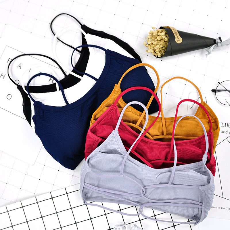 Modal Cross Camisole Thin Shoulder Straps Anti-Glare Girl Beautiful Back Underwear Student Wrapping Chest Small Tube Top
