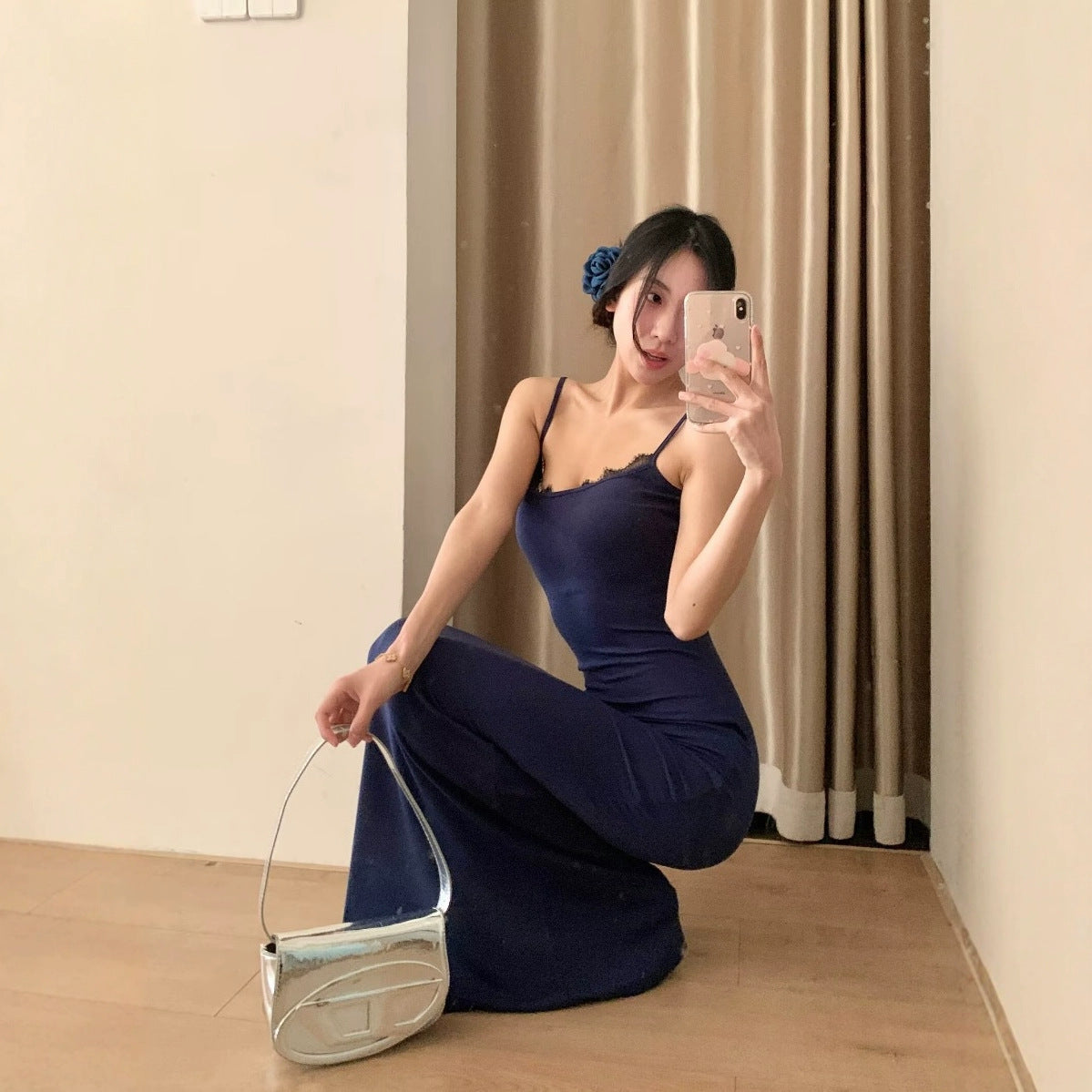 Sexy Lace Patched Bodycon Mermaid Dress