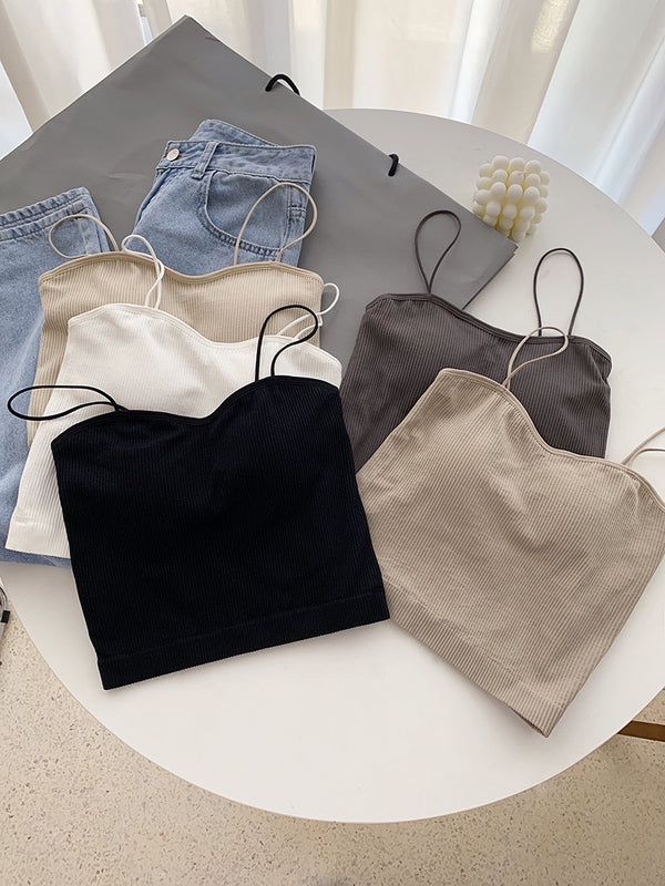 Beauty Back Camisole Tank Tops Women's Summer Wear With Chest Pads Breast Design Sense Niche Tops