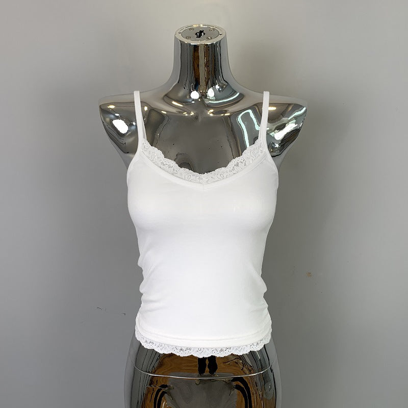 Lace Trim Solid Women's Short Versatile Strapless Camisole