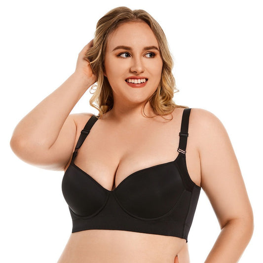 Cross-border large size bra glossy beautiful back large size non-running cup underwire bra