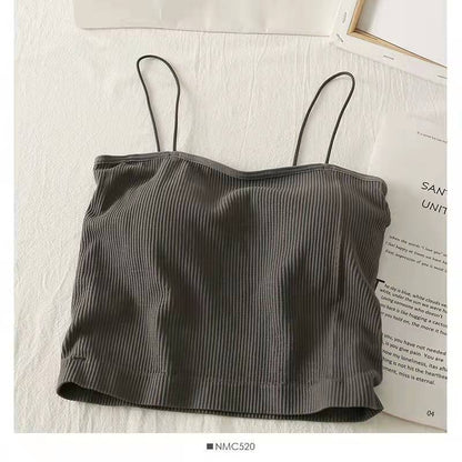 Beauty Back Camisole Tank Tops Women's Summer Wear With Chest Pads Breast Design Sense Niche Tops