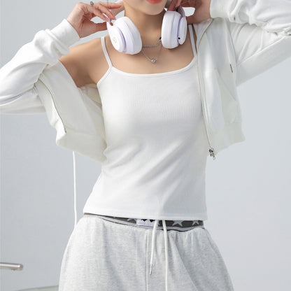 Basic Tank Top Women's Camisole Suit Inner Wear Cover Underboob Ribbed Spring Summer Outerwear