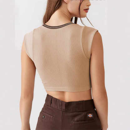 Neckline Camisole Sexy Crop Top for Women Fitted Belly Show