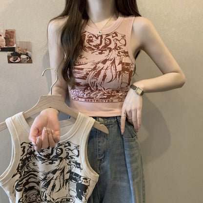 Pink Camisole Top for Women, Summer, Wide Strap, Sleeveless, Short Length Fitted Covers Side Breasts