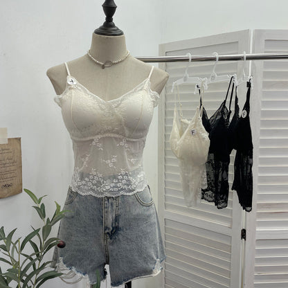 Lace base camisole without steel ring short top