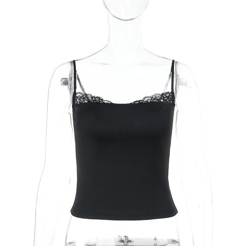 Slim lace patchwork camisole top for women