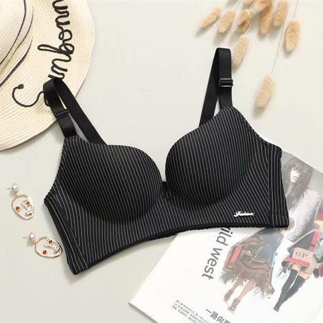 High-end Brand Romantic Temptation Bra Set Women Striped Underwear Set Hot Sale Push Up Seamless Lingerie Female Sets