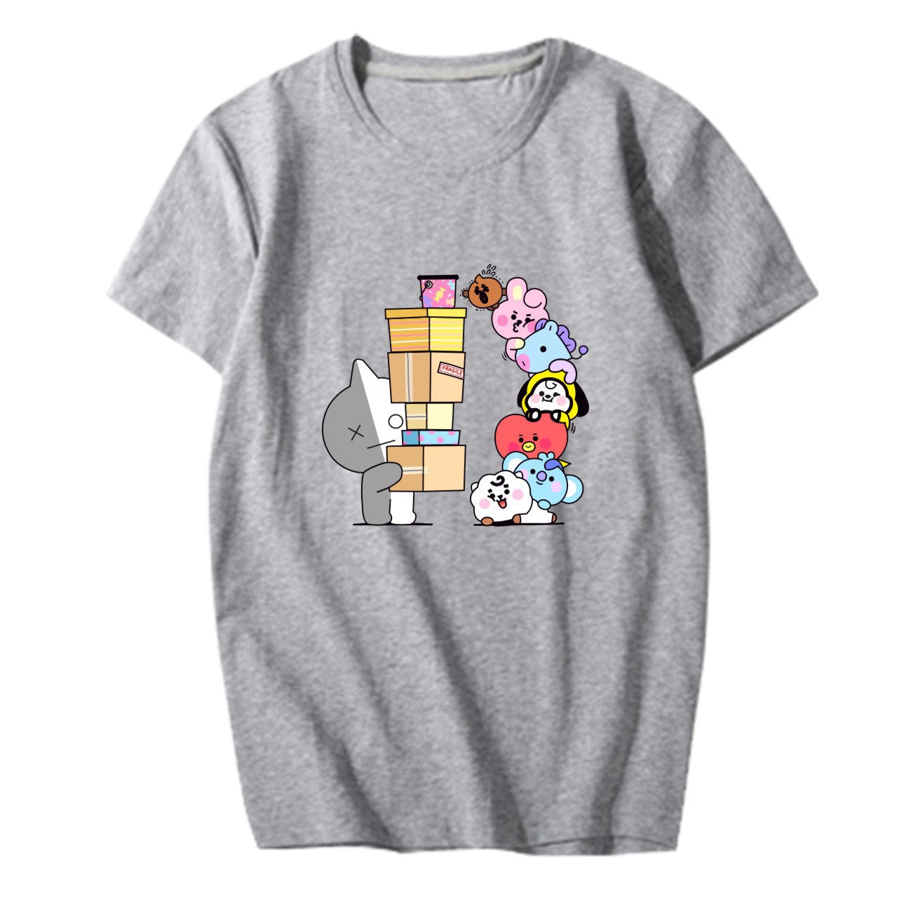 Bulletproof Youth League Anime Cute Version Cartoon Surrounding Aid Clothes With The Same Short-Sleeved T-Shirt Men And Women Tops Summer Clothes
