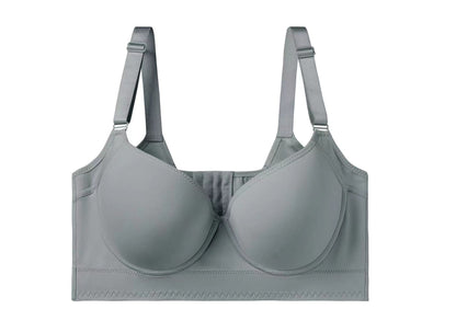 Plus Size Steel Ring Smooth Surface Bra with Adjustable Back and Deep V-neckline