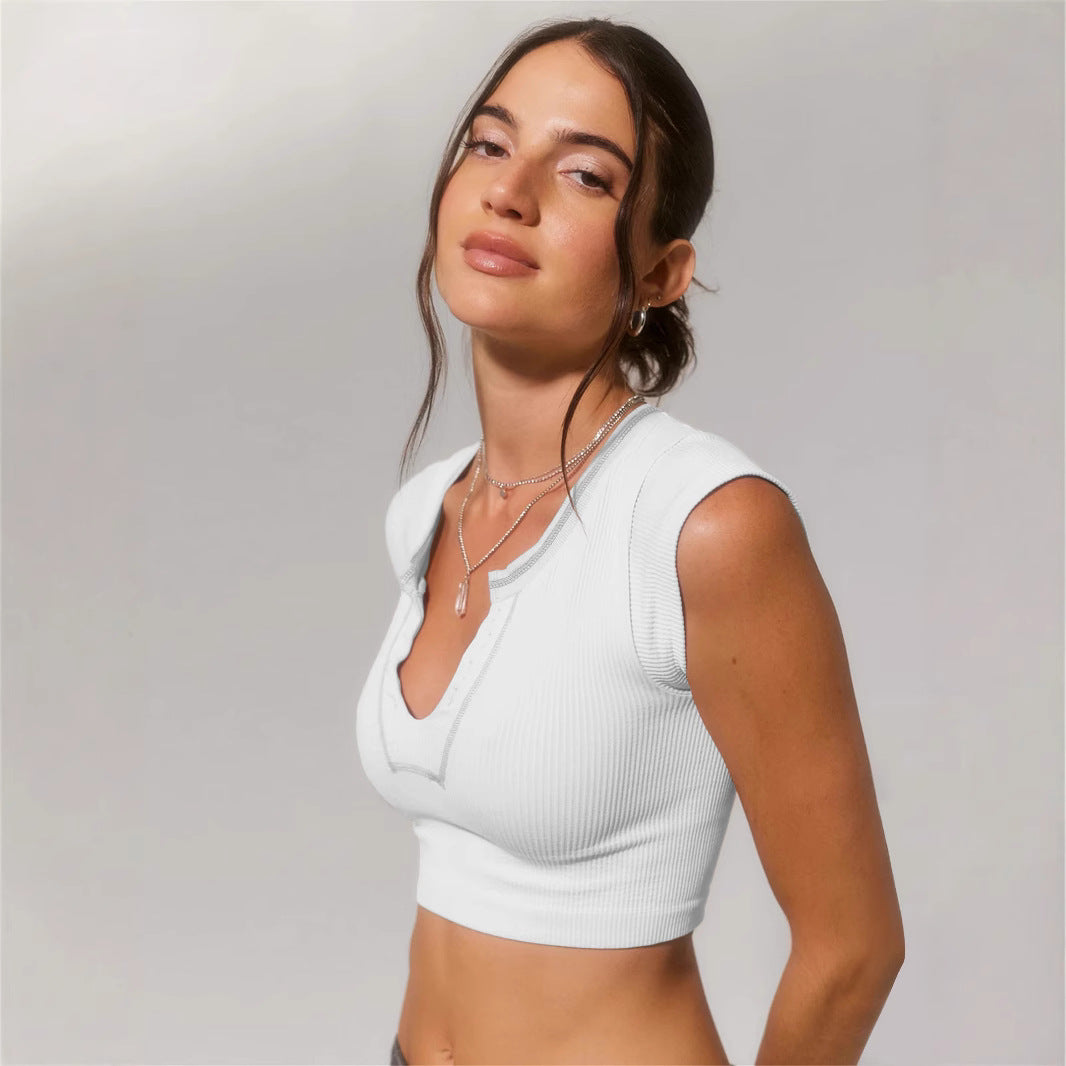 Neckline Camisole Sexy Crop Top for Women Fitted Belly Show