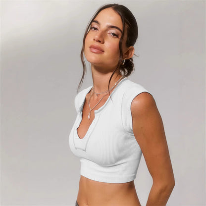 Neckline Camisole Sexy Crop Top for Women Fitted Belly Show