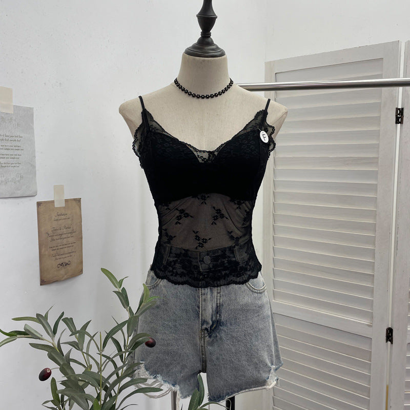 Lace base camisole without steel ring short top