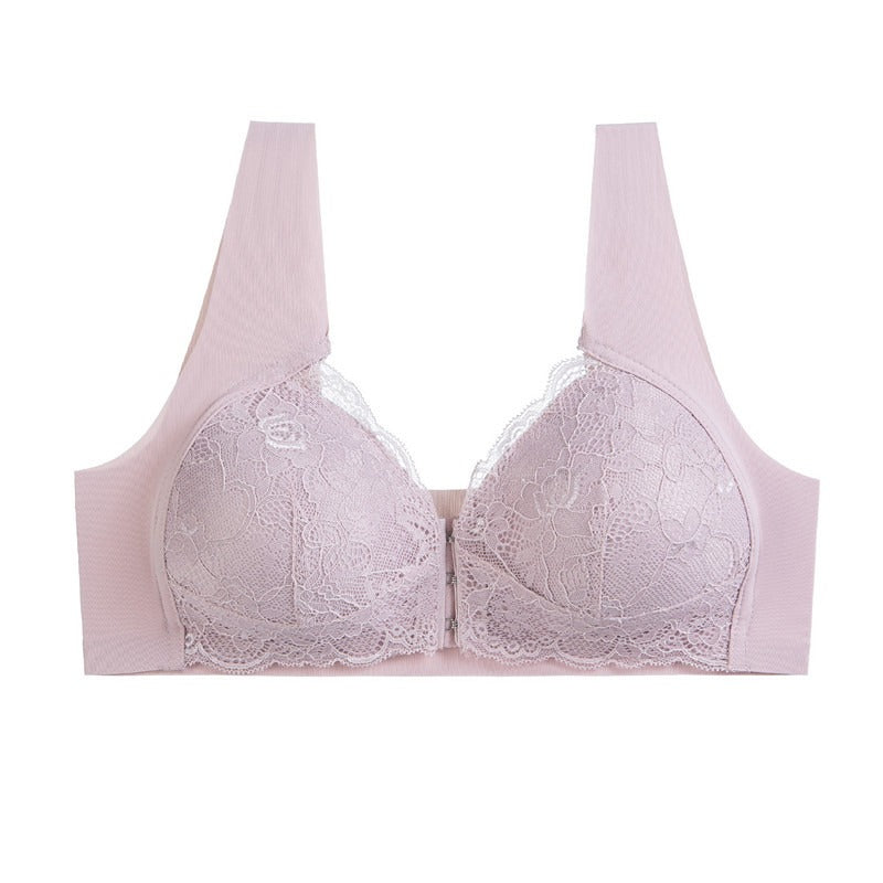 Thin Plus Size Front Buckle Bra Lace Sexy Non-Marking Non-Steel Ring Tank Top Adjustable Women's Underwear