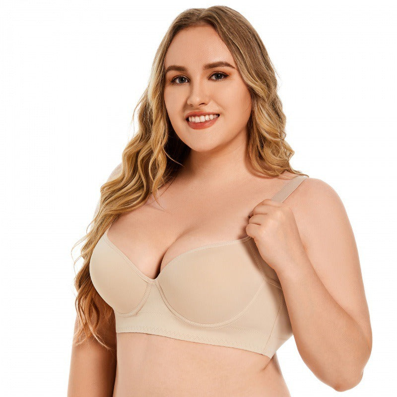 Cross-border large size bra glossy beautiful back large size non-running cup underwire bra