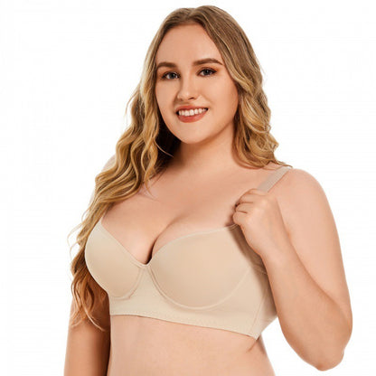 Cross-border large size bra glossy beautiful back large size non-running cup underwire bra