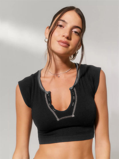 Neckline Camisole Sexy Crop Top for Women Fitted Belly Show