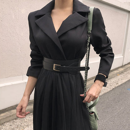 Fashionable Stitching A-line Mesh Dress