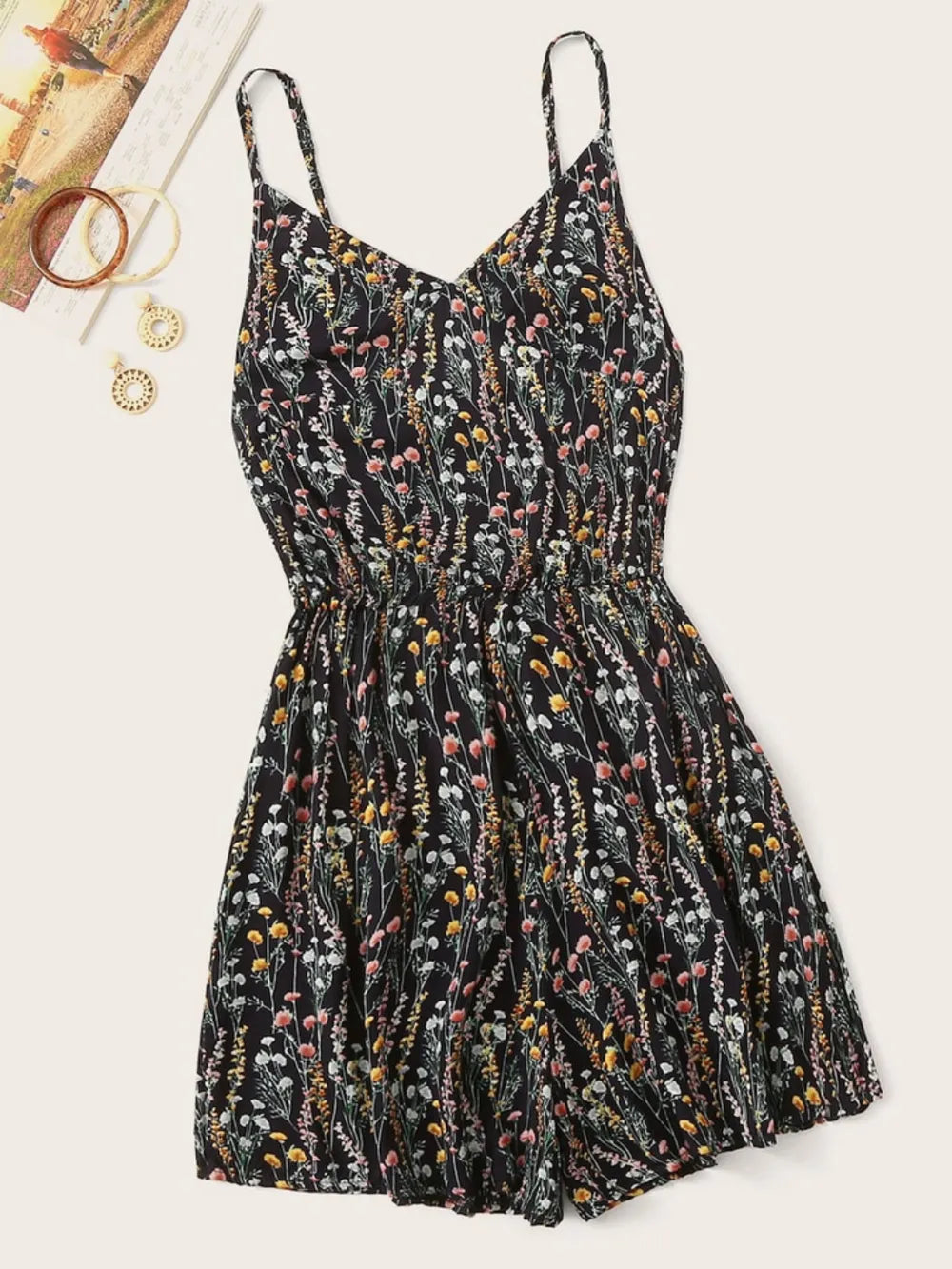 Floral camisole vacation style jumpsuit jumpsuit