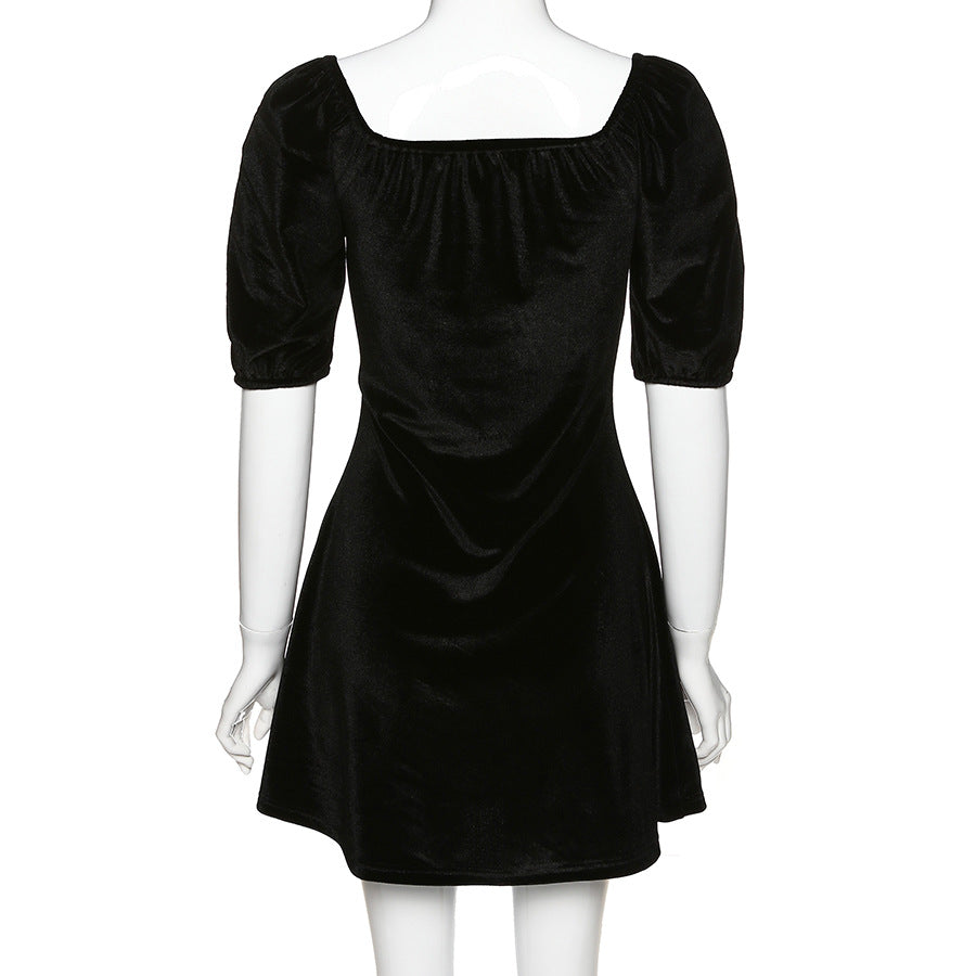 Short Sleeve Slim A-Line Dress