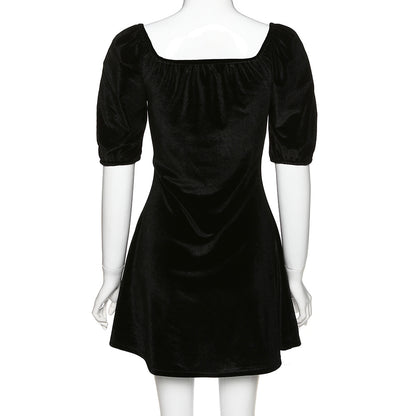 Short Sleeve Slim A-Line Dress