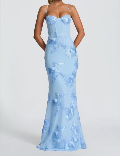 Flower-decorated Evening Dress High-end Banquet Elegant Slimming